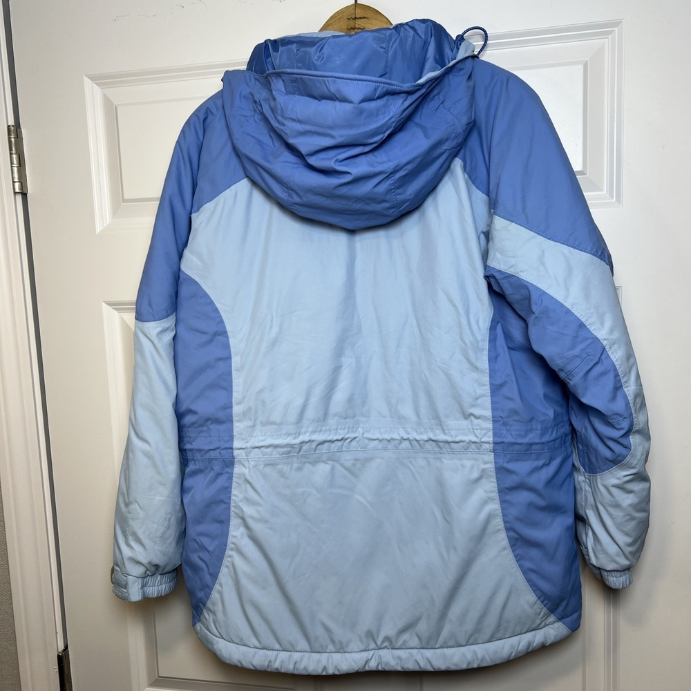 LL Bean Women's M Ski Jacket Sky Blue Light Blue Nylon Insulated Winter Coat - Picture 2 of 16
